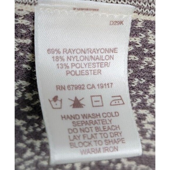 Sigrid Olsen Women's Open Front Sweater Cardigan Sz M Neutral Leaf Brown Cream - Picture 7 of 7